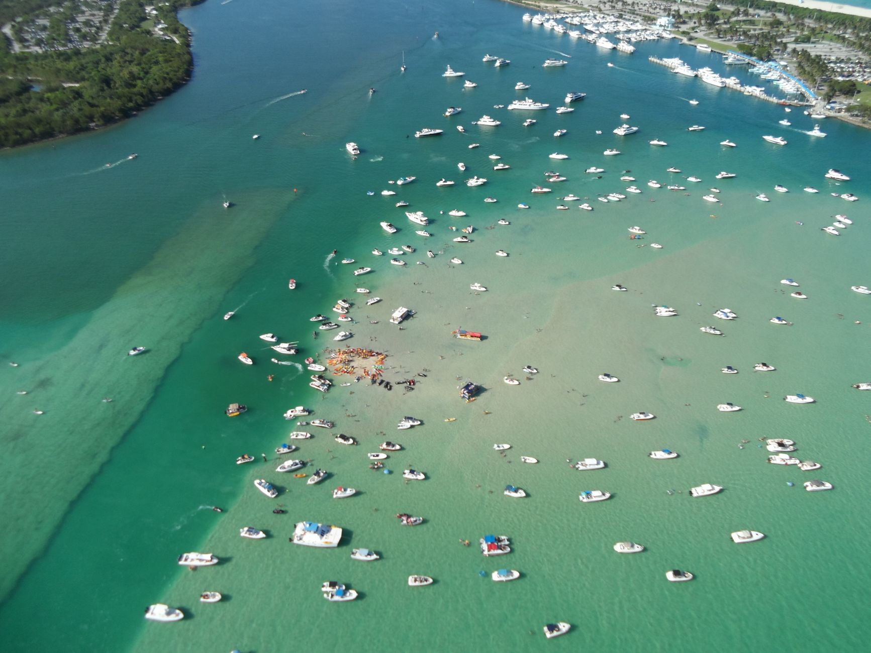 Sandspur Island aerial view in Biscayne Bay Miami